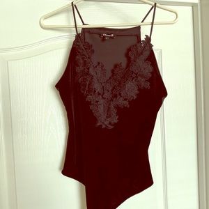 Floral, velvet body suit tank